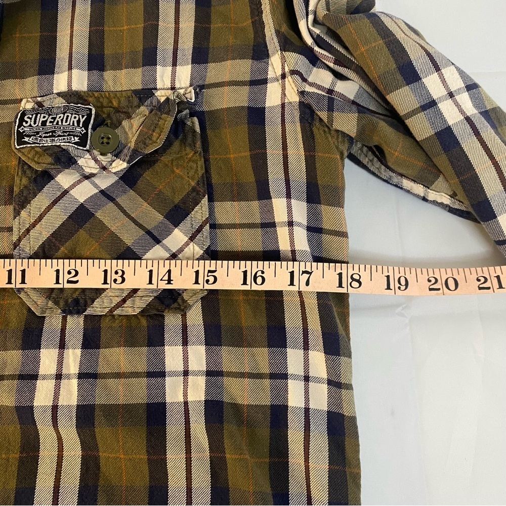 Super dry co. Inc Japan plaid blue green size small - Picture 9 of 10